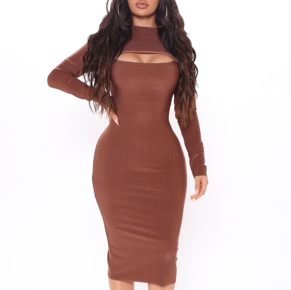 Brown midi dress